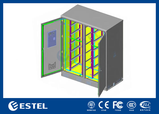 Armadio elettrico da esterno a doppio scomparto IP65 42U – RAL7035, costruzione in acciaio zincato da 1,5 mm e acciaio inossidabile SUS316 per maggiore durata e protezione
