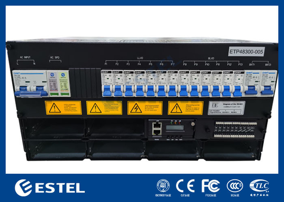 Sistema di alimentazione a corrente continua di 312 kW 5U Subrack, ingresso 220VAC, uscita 43 58VDC, efficienza > 96%, moduli rettificatori ≤ 2 kg, montatura a rack da 19 pollici