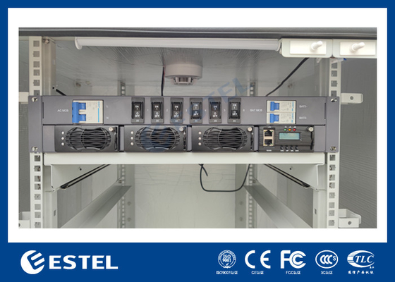 Armadio esterno 19U con scaffale per batterie e cassetto per sistema rettificatore 90A