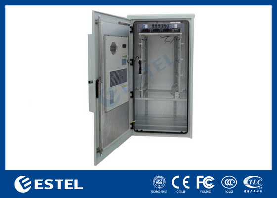 Armadio esterno 19U con scaffale per batterie e cassetto per sistema rettificatore 90A