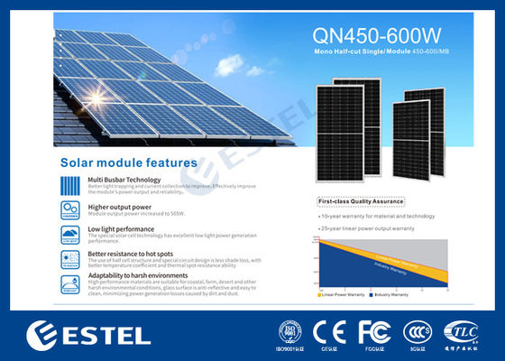 Pannello solare monocristallino a mezza cella ad alta potenza da 450W a 600W per sistemi di alimentazione per telecomunicazioni