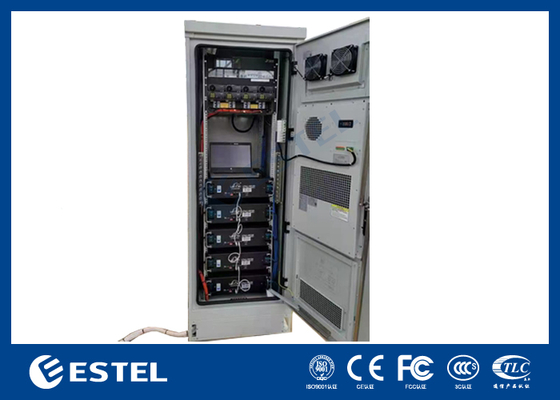 Armadio batteria da esterno IP55 22U con sistema di alimentazione raddrizzatore 9KW 48VDC integrato per applicazioni di telecomunicazioni