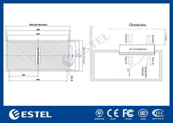 Scambiatore di calore a corrente continua ad alta efficienza per armadi esterni per telecomunicazioni Capacità termica 120 W/K