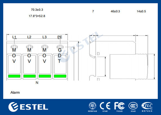 M1L385-40 II Dispositivo di protezione da sovratensione (SPD) per la distribuzione di energia - Corrente di picco 40kA, 230V/400VAC, Porta di allarme remoto, Installazione su guida DIN, IP20, Protezione di Classe C