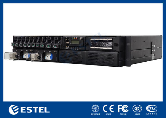 ET48100P5E22 Sistema di distribuzione dell'alimentazione CC montato su rack per reti di telecomunicazioni con 8 uscite di alimentazione, 2 ingressi batteria e monitoraggio integrato