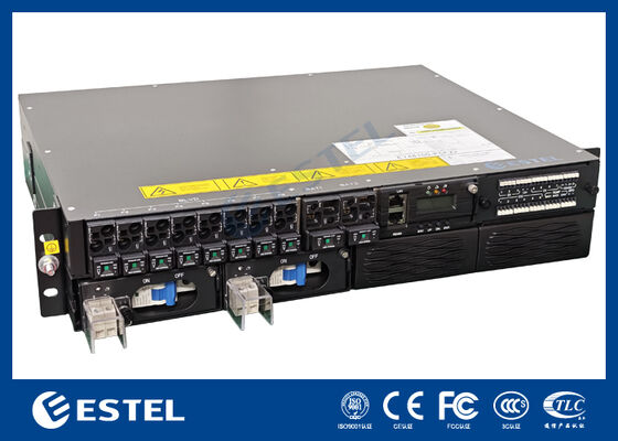 ET48100P5E22 Sistema di distribuzione dell'alimentazione CC montato su rack per reti di telecomunicazioni con 8 uscite di alimentazione, 2 ingressi batteria e monitoraggio integrato
