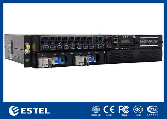 Unità di alimentazione a corrente continua a rack snello per armadi di telecomunicazioni e stanze di attrezzature di rete con alloggiamento in metallo chiuso